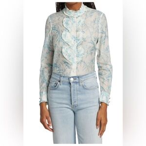 ALICE + OLIVIA Kurt Heart Pintuck Button-Front Blouse